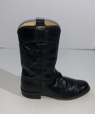 Botas Justin Para Hombre Talla 6.5 E Cuero Negro Roper Western Cowboy Hechas en EE. UU. L3703 Foto 1 de 4