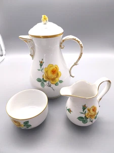 Meissen   *Gelbe Rose* Goldrand*  Kaffeekern 3tlg. - Bild 1 von 9