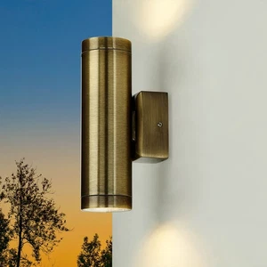 Wetterfester Strahler SERRES Messing IP64 für Außen GU10 Fassade Haus Wand Lampe - Bild 1 von 9