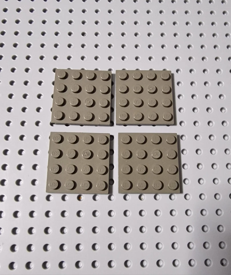 LEGO Platte Bauplatte Basisplatte flach 4 Stück alt dunkelgrau 4x4 Plate 3031 R2 - Bild 1 von 1