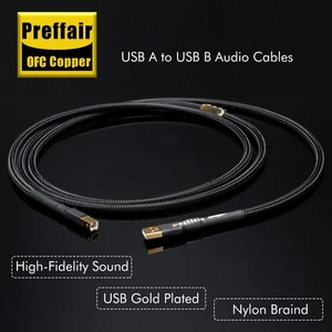 HI-END USB A to USB B Audio Cables HI-FI Design Gold Plated USB Plug Nylon Brand - Picture 1 of 11