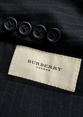 Burberry London Black Blazer US 42S Blue Stripes Sportcoat Jacket Bond Street - Image 1 of 4