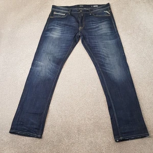 Replay Herren Jeans 38x32 Blau Grover MA972 Straight Regular Zip Fly Denim W38 L32 - Bild 1 von 11