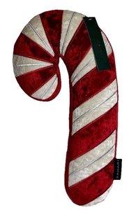 Tahari Weihnachten Zuckerstange geformt Samt rot Dekokissen 9 x 16 NEU - Bild 1 von 12