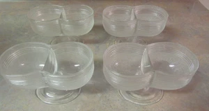 VINTAGE ART DECO GLAS DOPPELLÖFFEL EISBECHER SCHALE 4 STÜCK - Bild 1 von 4
