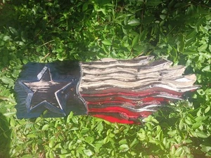 Texas Flag Wood Flag Handmade Patriotic Rustic Art Cypress Chainsaw Carving Art - Picture 1 of 13