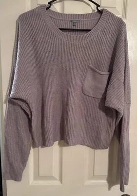 Nuevo sin etiquetas Suéter Top Charlotte Russe Lila Para Mujer Bolsillo Recortado Talla L Grande  Foto 1 de 4