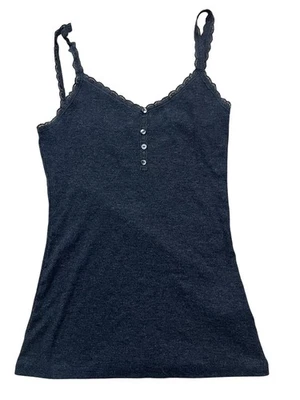 Old Navy Y2K 2011 Babydoll Camisole Top Womens Medium Black Lace Grunge Preppy - Image 1 of 4