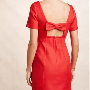 Anthropologie Maeve rotes Etuikleid mit Schleife hinten Damengröße 4 " - Bild 1 von 10