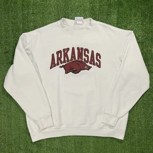 Arkansas Razorbacks Sweatshirt mit Rundhalsausschnitt weiß Champion Gr. XL Spellout NCAA Erwachsene - Bild 1 von 12