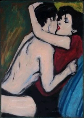 Moderne Kunst - Portrait - Ölkreide Auf A4 Papier Gemälde - Bild 1 von 2