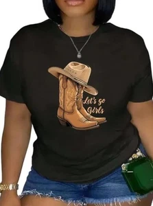 NEU NEU OHNE ETIKETT schwarz Gr. Large Freizeitkleidung weich dehnbar Mikrofaser COWGIRL T-Shirt - Bild 1 von 3