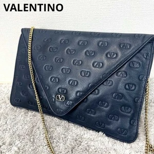 Pre-owned VALENTINO Women's Shoulder Bag with Chain, Navy, from Japan - Picture 1 of 13