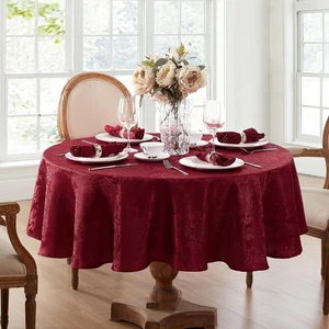 Elegance Damask Tablecloth, 70" Round, Cranberry - Picture 1 of 6