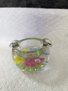 Vintage 70s St Clair Trumpet Flower Blown Glass Paperweight Ashtray - Picture 1 of 4