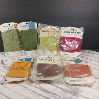 VTG Lily/CSO Candle Wick Yarn Lot of 7 Brown Gold Green Pink 35-50yds. Each NEW - Image 1 of 4