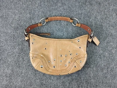 Vtg Coach Soho Studded Demi Hobo HandBag Camel Brown Leather F10931 - Image 1 of 4