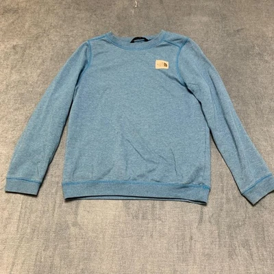 The North Face Sweatshirt Youth Boys Medium 10/12 Heather Blue Logo Fleece Lined - Imagem 1 de 4