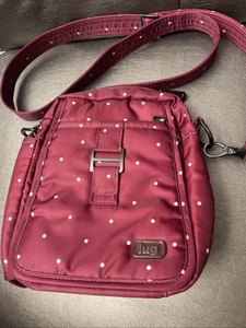 Lug Can Can Convertible Crossbody Polka Dot Cranberry Bottle Pocket Bag RFID I6 - Picture 1 of 4