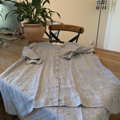 NWT Eileen Fisher Yarn-Dyed Organic Handkerchief Linen Shirt Dress Size 1X $318 - Image 1 of 4