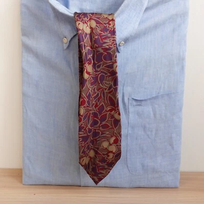 Corbata Para Hombre Púrpura Floral Arte Seda Corbata Hoja Baya Botánica Boho Naturaleza Foto 1 de 4