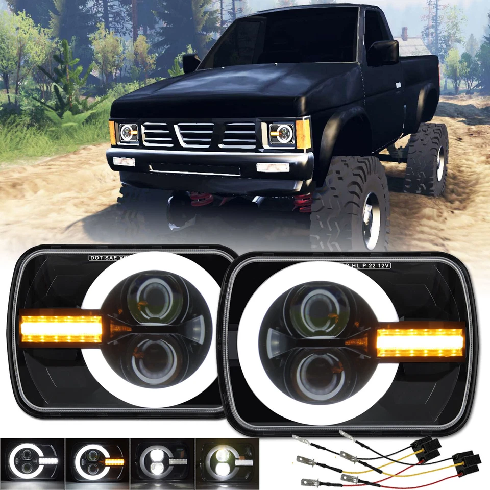 Par de faros LED de haz alto/bajo DRL de 5X7" 7x6" pulgadas para camioneta Nissan Hardbody D21 Foto 1 de 4