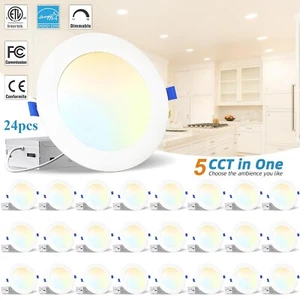 12PCS 6 Inch 5CCT Ultra-Thin LED Recessed Ceiling Light with Junction Box,1050LM - Picture 1 of 19