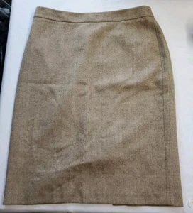 Brooks Brothers 346 Beige Camel Plaid Silk wool Straight Pencil Skirt 8 Lined - Picture 1 of 6