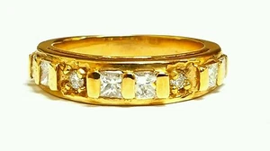 Fede Nuziale 0,71ct Oro Giallo 14K Colore Bianco SI Chiarezza Diamante - Foto 1 di 4