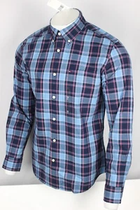 Tommy Hilfiger Men's Button Down Shirt M Long Sleeve Blue Plaid Regular Fit - Picture 1 of 4