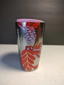 Starbucks Holiday 2021 Silver Purple Red Pinecone Double Walled Ceramic Tumbler - Picture 1 of 5