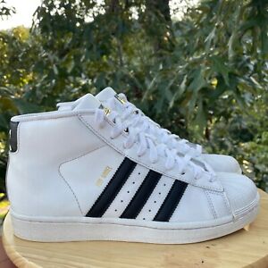 Adidas Originals Big Kid's Pro Model Jr. Hi Sneakers 6.5 White/Black/Gold S85962