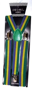 Unisex Mardi Gras Green,Yellow, and Purple Y-Back Adjustable Suspenders-New! - Picture 1 of 1