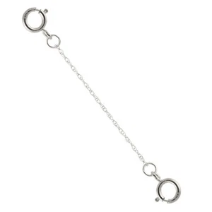 14k Solid White Gold 0.9mm Rope Chain Extender 1" - 10" Spring Ring At Each End - Picture 1 of 1
