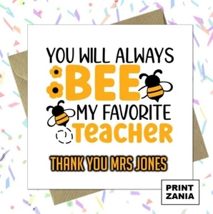 Personalised Teacher Card Thank you Childminder Teaching Assistant Nursery AWL - Picture 1 of 6