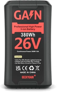 GA!N 26V 380Wh Lithium-Ion V-Mount Battery for Aputure 600D, Nanlite Forza 500B - Picture 1 of 9