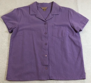 White Stag Womens Blouse Size M Violet Button-Up Short Sleeve Camp Shirt NWT - Picture 1 of 10