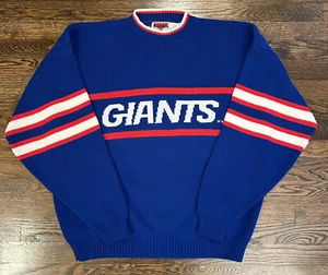 New York Giants Barrel sweater Large 1990s VTG Rare USA made Blue Red White MINT - Picture 1 of 8
