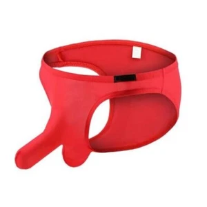 Men's Sexy Elephant Trunk Translucent Briefs Ice Silk U Bulge Medium Red - Picture 1 of 6