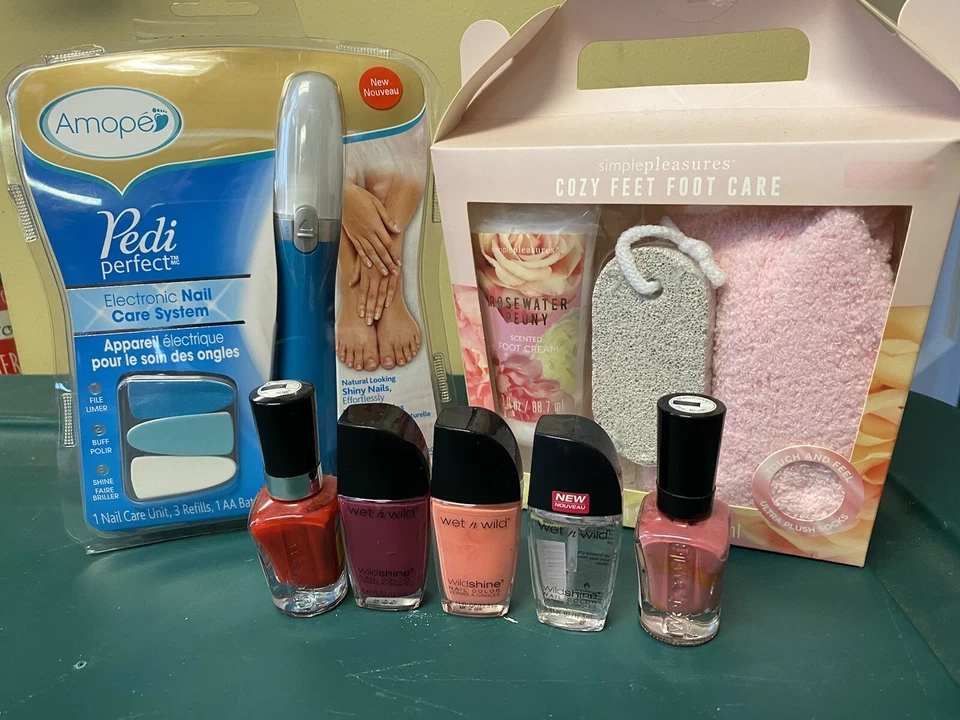 Amope Pedicure Electronic Foot File,pumice Stone,fuzzy Sock Set, 5 New Polish - Image 1 of 1
