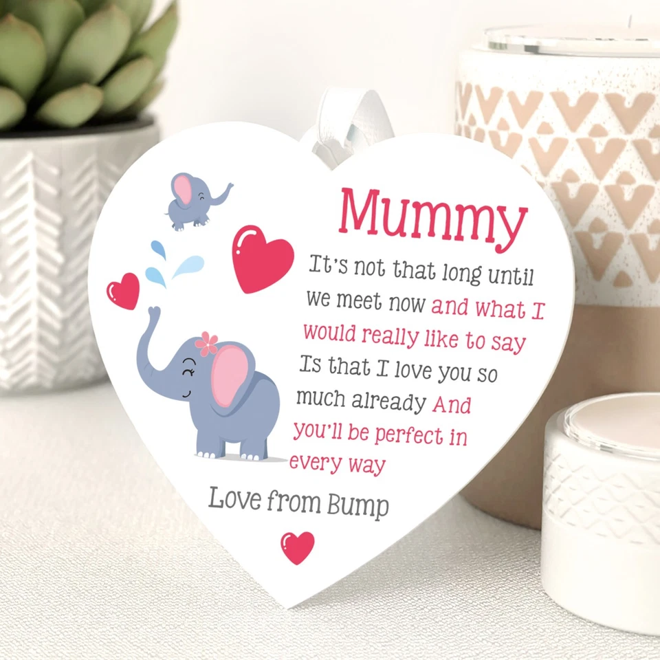 BEECREATIVE Custom Birthday Gifts for Mummy To Be New Mum from Bump Acrylic Heart Plaque
