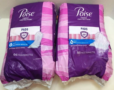 Almohadillas Poise #4 longitud regular absorción moderada - 66 unidades - paquete de 2 - 132 TOTAL Foto 1 de 3