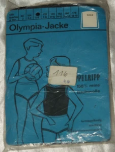 Vintage Olympia - Jacke * Hemdchen * Turnhemd Retro schwarz Doppelripp Gr. 116 - Bild 1 von 4