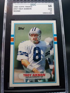 1989 Topps Traded - Troy Aikman RC Rookie #70T - SGC 10 - Gem Mint BEAUTIFUL! 