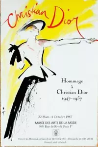 HOMMAGE A CHRISTIAN DIOR AUTHENTIC ORIGINAL POSTER 1987 BY RENE GRUAU 16X24 - Bild 1 von 5
