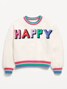 OLD NAVY NEW with TAG Most Popular GIRLS' SoSoft Crew-Neck Graphic Sweater - L - Picture 1 of 3