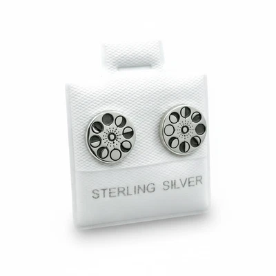 Brincos de prata esterlina fase da lua - Misture e combine com tachas CZ - Pronto para presente - Imagem 1 de 3