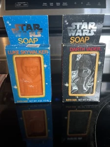 Vintage 1981 Star Wars Bar Soap Bath Set-2 Darth Vader Skywalker - Picture 1 of 9