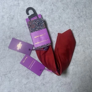 Neu GIANNI FERAUD rote Seidenkrawatte Liberty und blau Paisley Einstecktuch SET Henry - Bild 1 von 9
