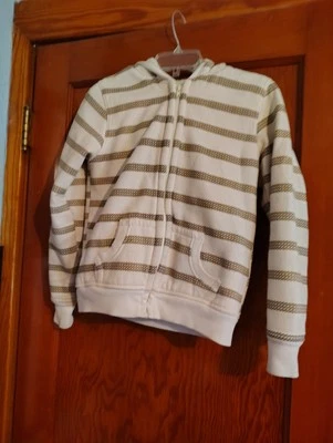 Jaqueta infantil Faded Glory marfim forrada Sherpa com fecho de zíper e capuz tamanho XL - Imagem 1 de 3